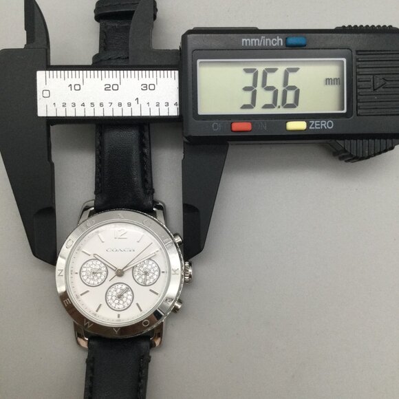 Coach Legacy Sport Chronograph Watch Women 36mm Silver Tone Leather New Battery main image 14